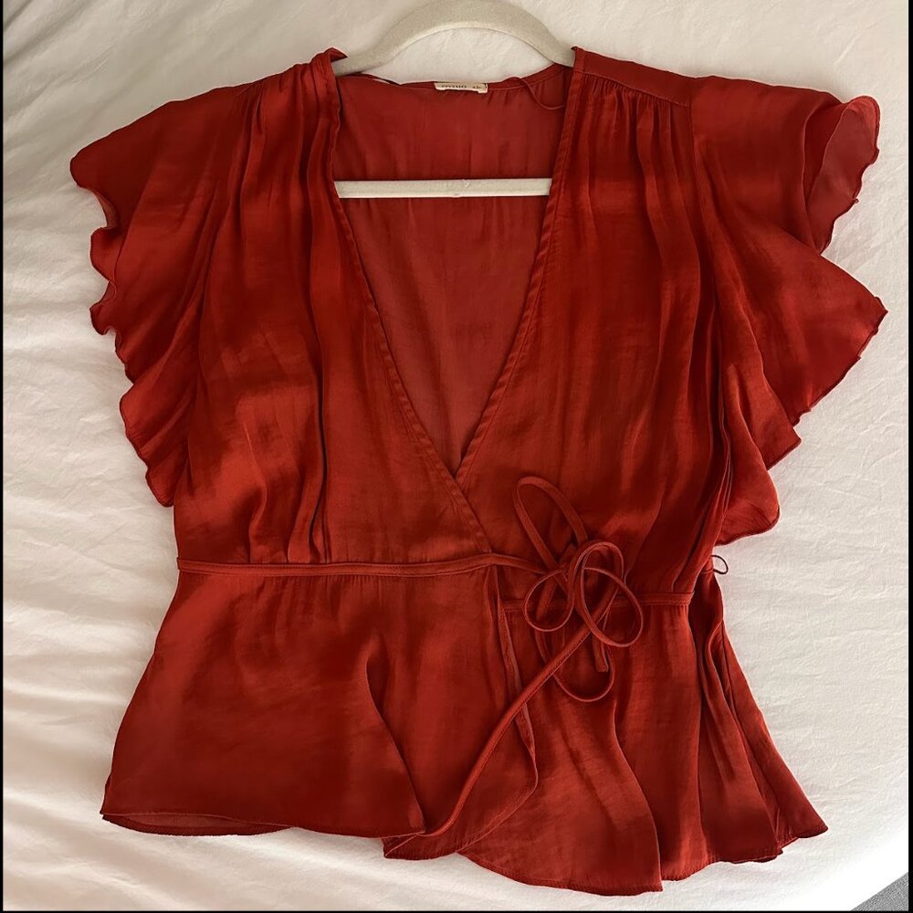Rust wrap blouse | M